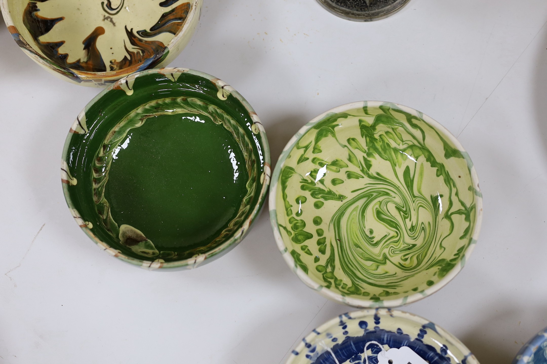 Six Continental pottery sponge ware bowls, 16cm diameter
